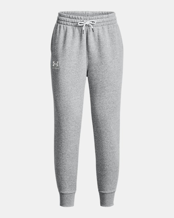 Women's UA Essential Fleece Tapered Pants in Gray image number 4